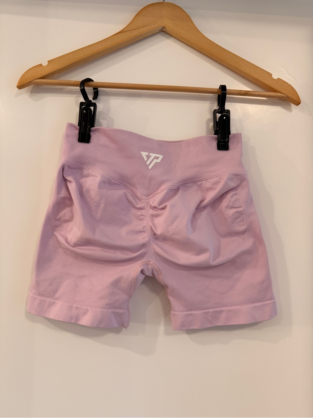 Mid-Waist Light Pink Shorts with Scrunch Detail